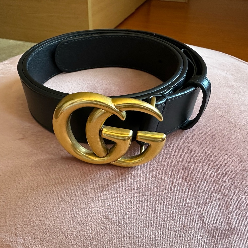 GUCCI GG MARMONT LEATHER BLACK BELT 80
